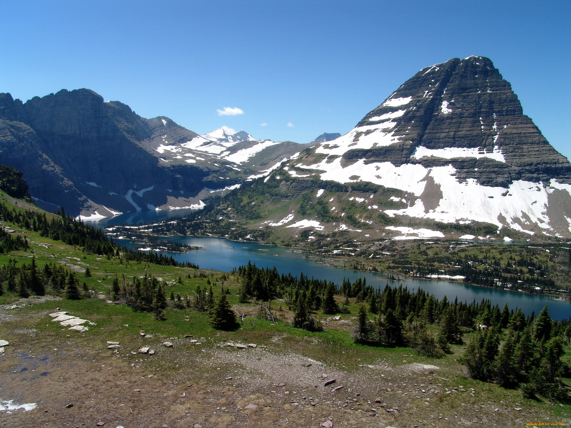 , , glacier, usa, montana, hidden, lake